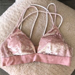 Pink velvet bralette
